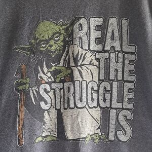 Gray Graphic T-Shirt with Yoda Print